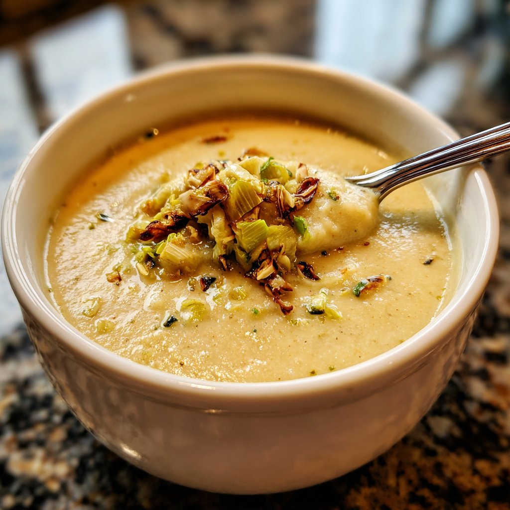 Blumenkohlsuppe mit Lauch und Knoblauch