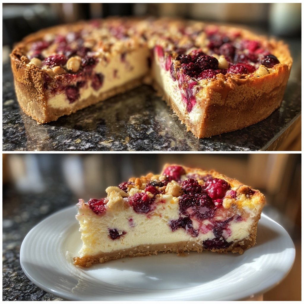 Käsekuchen mit Beerenboden