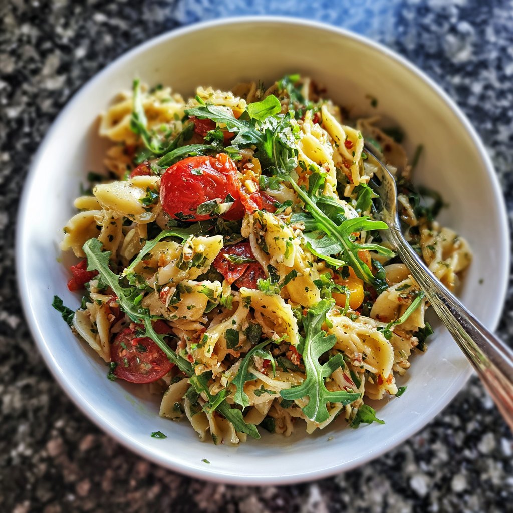 Mediterraner Nudelsalat Mit Rucola